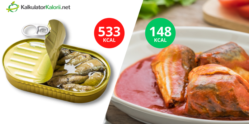 ryba z puszki w oleju vs w sosie pomidorowym kcal